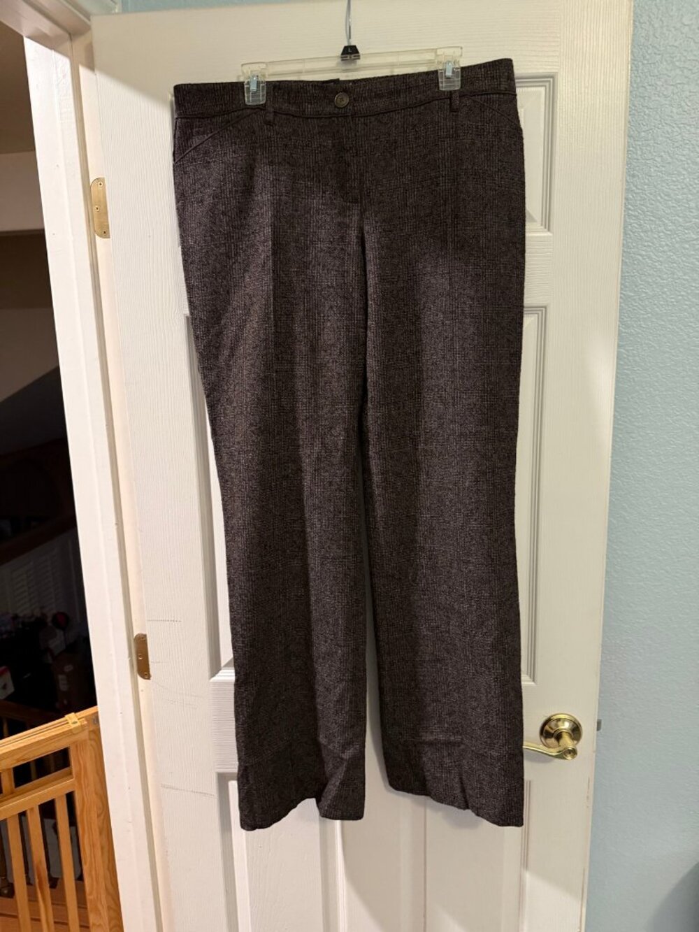 Per Se by Carlisle Brown Tweed Wool Pants Size 14 Lined Trousers